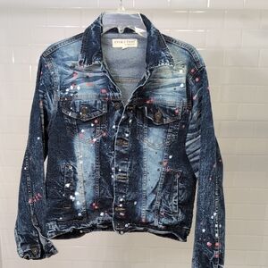 Denim Jacket with Paint Splatter